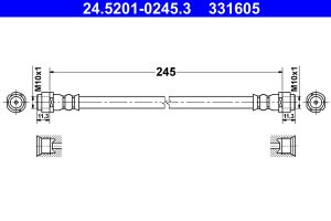 Furtun frana -> CHEVROLET AVEO hatchback (T300) 1.2 benzina 69 cai -> ATE 24.5201-0245.3