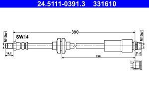 Furtun frana -> CHEVROLET AVEO hatchback (T300) 1.2 benzina 69 cai -> ATE 24.5111-0391.3
