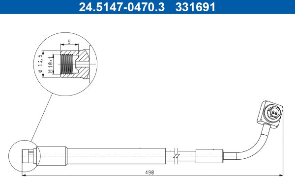 Furtun frana -> CHEVROLET TRAX 1.4 LPG Benzina/Autogaz (GPL) 140 cai -> ATE 24.5147-0470.3