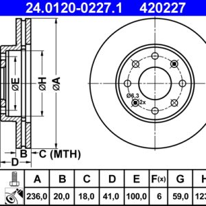 Disc frana -> CHEVROLET SPARK (M300) 1.0 benzina 65 cai -> ATE 24.0120-0227.1