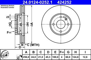 Disc frana -> CHEVROLET AVEO hatchback (T300) 1.2 benzina 69 cai -> ATE 24.0124-0252.1