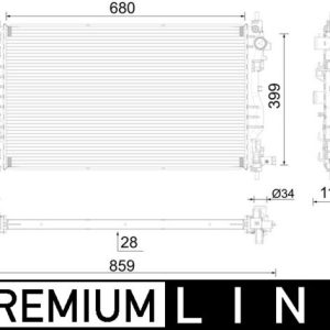 Radiator racire motor -> CHEVROLET CRUZE Station Wagon (J308) 2.0 TD diesel 163 cai -> MAHLE ORIGINAL CR 2594 000P