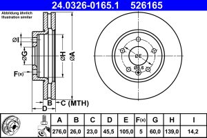 Disc frana -> CHEVROLET CRUZE (J300) 1.4 benzina 101 cai -> ATE 24.0326-0165.1
