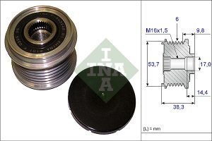 Fulie alternator -> CHEVROLET TRAX 1.4 benzina 140 cai -> INA 535 0203 10