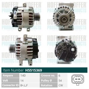 Alternator -> CHEVROLET AVEO hatchback (T300) 1.3 D diesel 75 cai -> HOFFER H5515369