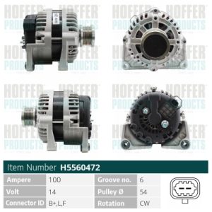 Alternator -> CHEVROLET CRUZE (J300) 1.8 benzina 141 cai -> HOFFER H5560472