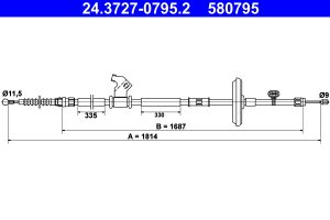 Cablu frana de parcare -> CHEVROLET CRUZE Station Wagon (J308) 1.6 benzina 117 cai -> ATE 24.3727-0795.2