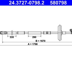 Cablu frana de parcare -> CHEVROLET CRUZE (J300) 1.6 benzina 109 cai -> ATE 24.3727-0798.2