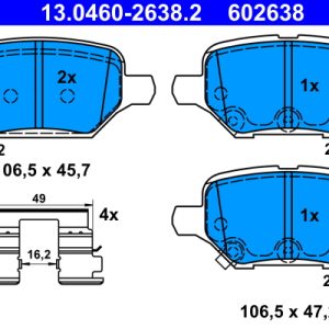 Placute frana -> CHEVROLET TRAX 1.4 benzina 140 cai -> ATE 13.0460-2638.2