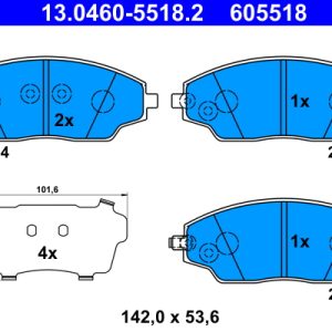 Placute frana -> CHEVROLET AVEO limuzina (T300) 1.2 benzina 69 cai -> ATE 13.0460-5518.2