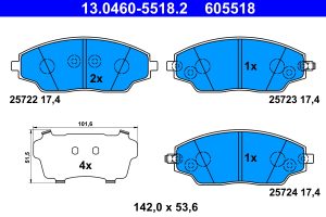 Placute frana -> CHEVROLET AVEO hatchback (T300) 1.2 benzina 69 cai -> ATE 13.0460-5518.2