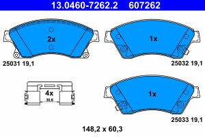 Placute frana -> CHEVROLET AVEO hatchback (T300) 1.2 benzina 69 cai -> ATE 13.0460-7262.2