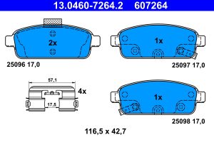 Placute frana -> CHEVROLET CRUZE Station Wagon (J308) 1.4 benzina 140 cai -> ATE 13.0460-7264.2