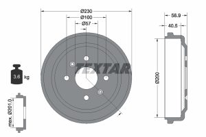 Tambur frana -> CHEVROLET SPARK (M300) 1.0 benzina 65 cai -> TEXTAR 94032100