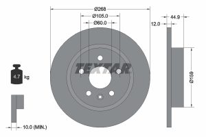 Disc frana -> CHEVROLET CRUZE hatchback (J305) 1.4 benzina 140 cai -> TEXTAR 92205503