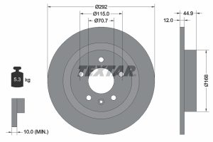 Disc frana -> CHEVROLET CRUZE hatchback (J305) 1.4 benzina 140 cai -> TEXTAR 92205703