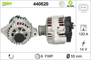 Alternator -> CHEVROLET CRUZE (J300) 2.0 CDI diesel 125 cai -> VALEO 440620