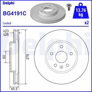 Disc frana -> CHEVROLET AVEO hatchback (T300) 1.2 benzina 69 cai -> DELPHI BG4191C