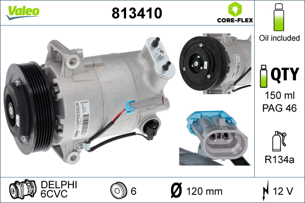 Compresor climatizare -> CHEVROLET CRUZE hatchback (J305) 1.8 benzina 140 cai -> VALEO 813410