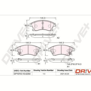 Placute frana -> CHEVROLET AVEO hatchback (T300) 1.2 benzina 69 cai -> DRIVE DP1010.10.0258