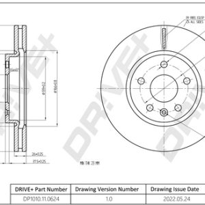 Disc frana -> CHEVROLET CRUZE Station Wagon (J308) 1.4 benzina 140 cai -> DRIVE DP1010.11.0624