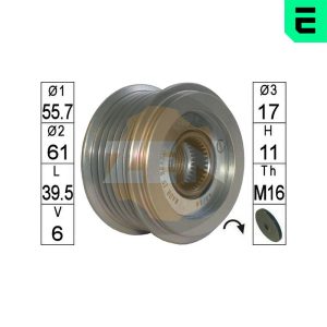 Fulie alternator -> CHEVROLET CRUZE (J300) 2.0 CDI diesel 125 cai -> ERA ZN5677