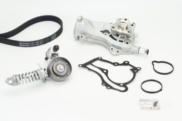 Pompa apa + Set curea transmisie cu caneluri -> CHEVROLET AVEO limuzina (T300) 1.2 benzina 69 cai -> CONTITECH 6PK1400WP1