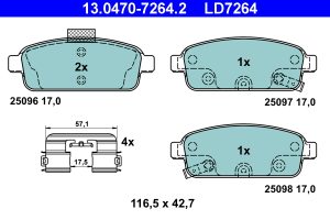 Placute frana -> CHEVROLET CRUZE Station Wagon (J308) 1.4 benzina 140 cai -> ATE 13.0470-7264.2