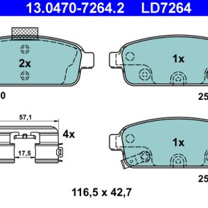Placute frana -> CHEVROLET CRUZE Station Wagon (J308) 1.4 benzina 140 cai -> ATE 13.0470-7264.2