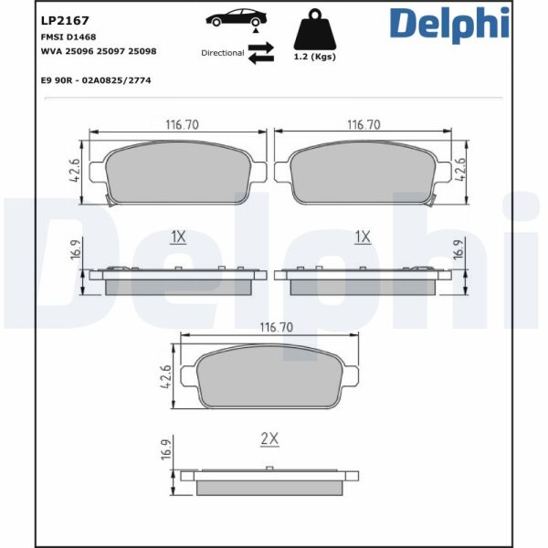Placute frana -> CHEVROLET TRAX 1.4 LPG Benzina/Autogaz (GPL) 140 cai -> DELPHI LP2167