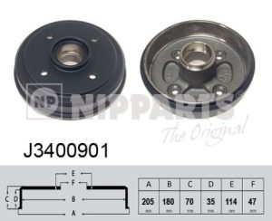 Tambur frana -> CHEVROLET SPARK 0.8 benzina 50 cai -> NIPPARTS J3400901