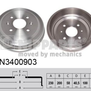 Tambur frana -> CHEVROLET SPARK (M300) 1.0 benzina 68 cai -> NIPPARTS N3400903