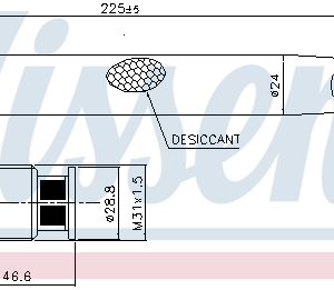 Uscator aer conditionat -> CHEVROLET AVEO limuzina (T300) 1.2 benzina 69 cai -> NISSENS 95786