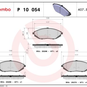 Placute frana -> CHEVROLET SPARK (M300) 1.0 benzina 65 cai -> BREMBO P 10 054