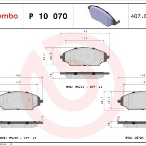 Placute frana -> CHEVROLET AVEO hatchback (T300) 1.2 benzina 69 cai -> BREMBO P 10 070