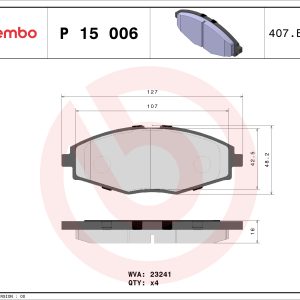 Placute frana -> CHEVROLET SPARK 0.8 benzina 50 cai -> BREMBO P 15 006