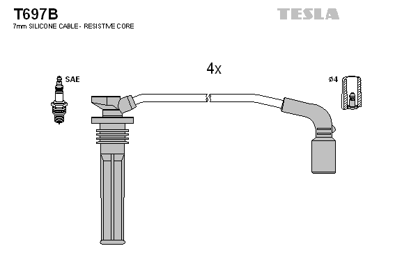 Set cablaj aprindere -> CHEVROLET SPARK (M300) 1.0 benzina 68 cai -> TESLA T697B