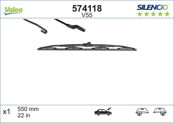 Lamela stergator -> CHEVROLET AVEO hatchback (T300) 1.2 benzina 69 cai -> VALEO 574118