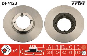 Disc frana CHEVROLET MATIZ (M200, M250) 1.0 LPG Benzina/Autogaz (GPL) 67 cai TRW DF4123