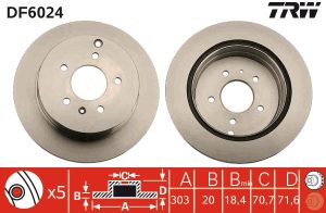 Disc frana CHEVROLET CAPTIVA Van (C100) VCDi diesel 126 cai TRW DF6024