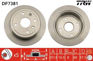Disc frana CHEVROLET LACETTI combi (J200) 1.8 benzina 121 cai TRW DF7381