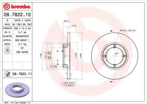 Disc frana CHEVROLET MATIZ (M200, M250) 0.8 benzina 52 cai BREMBO 08.7822.10