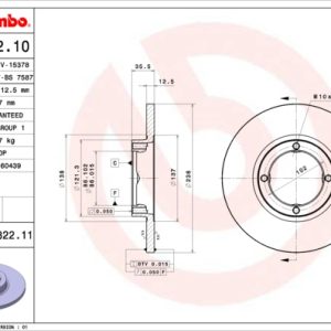 Disc frana CHEVROLET MATIZ (M200, M250) 0.8 benzina 50 cai BREMBO 08.7822.10