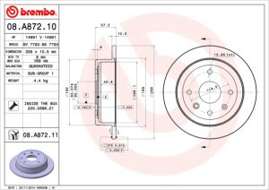 Disc frana CHEVROLET LACETTI (J200) 1.8 benzina 122 cai BREMBO 08.A872.10