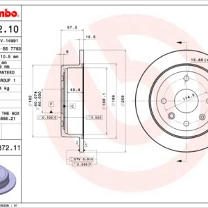 Disc frana CHEVROLET LACETTI (J200) 1.8 benzina 122 cai BREMBO 08.A872.10