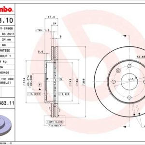 Disc frana CHEVROLET LACETTI (J200) 1.8 benzina 122 cai BREMBO 09.9483.11