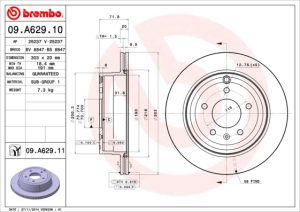 Disc frana CHEVROLET CAPTIVA SPORT 2.4 benzina 136 cai BREMBO 09.A629.11