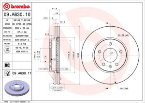 Disc frana CHEVROLET CAPTIVA SPORT 2.4 benzina 136 cai BREMBO 09.A630.11