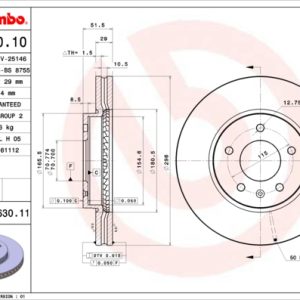 Disc frana CHEVROLET CAPTIVA SPORT 2.4 benzina 136 cai BREMBO 09.A630.11