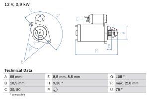 Electromotor CHEVROLET LACETTI combi (J200) 1.6 LPG Benzina/Autogaz (GPL) 109 cai BOSCH 0 986 017 120